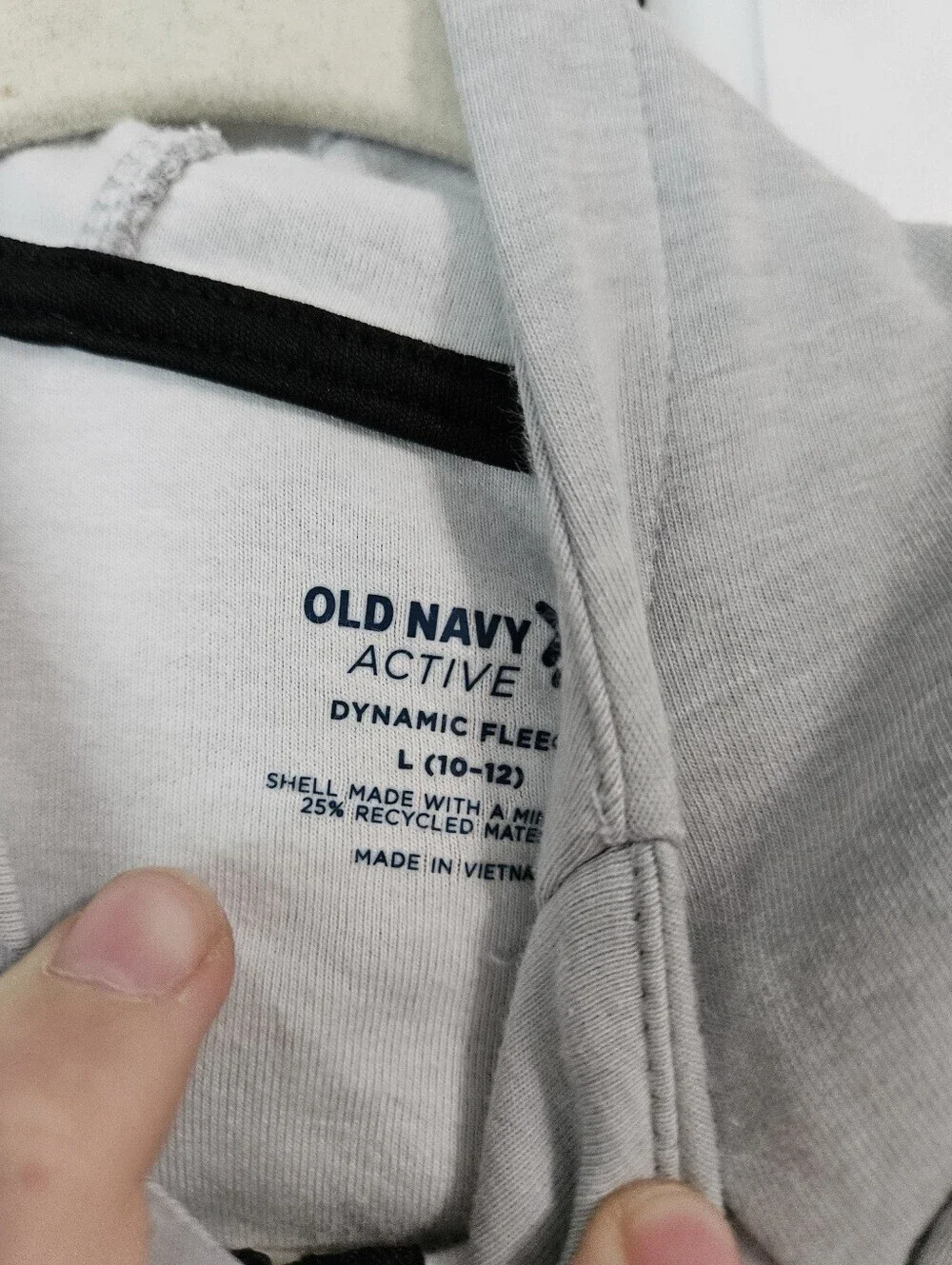 Old Navy Light Gray Kids Hooded Zip Jacket with Black Accents